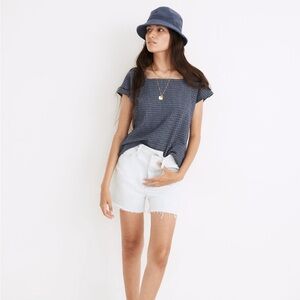 Madewell Gingham Knit Square-Neck Top